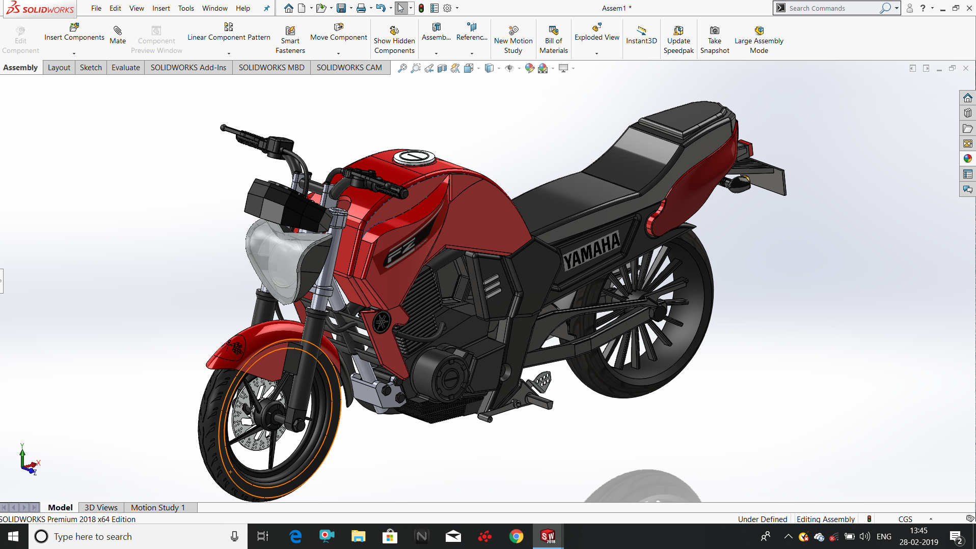 FZ16 BYSON摩托车模型3D图纸 IGS格式